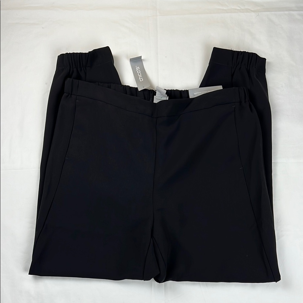 Chico’s New Women’s US 10R Black Pull-on‎ Crepe The Front Ankle Relaxed Pant
